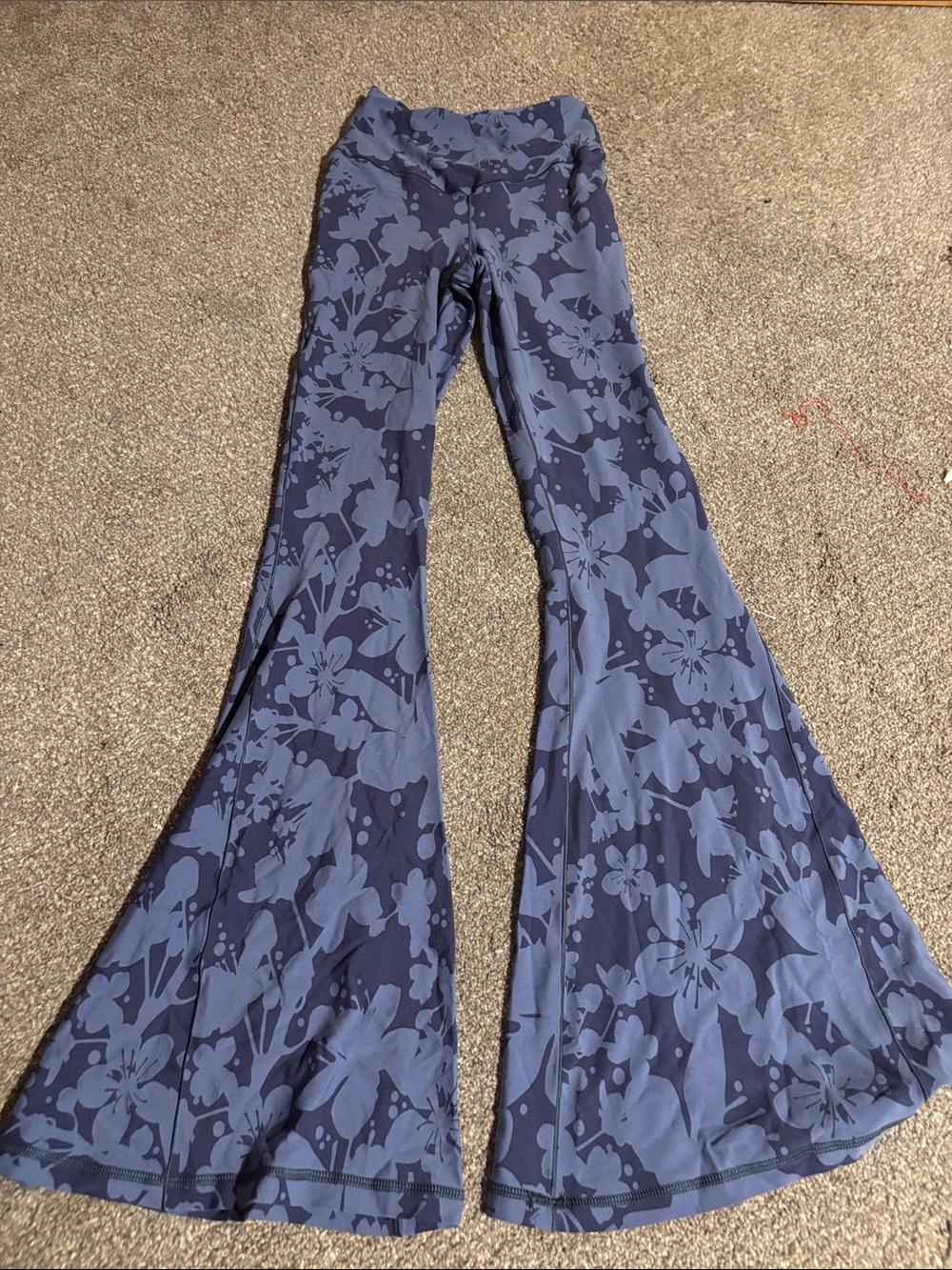 aerie Blue Floral Boot Cut Jumpsuit Pants